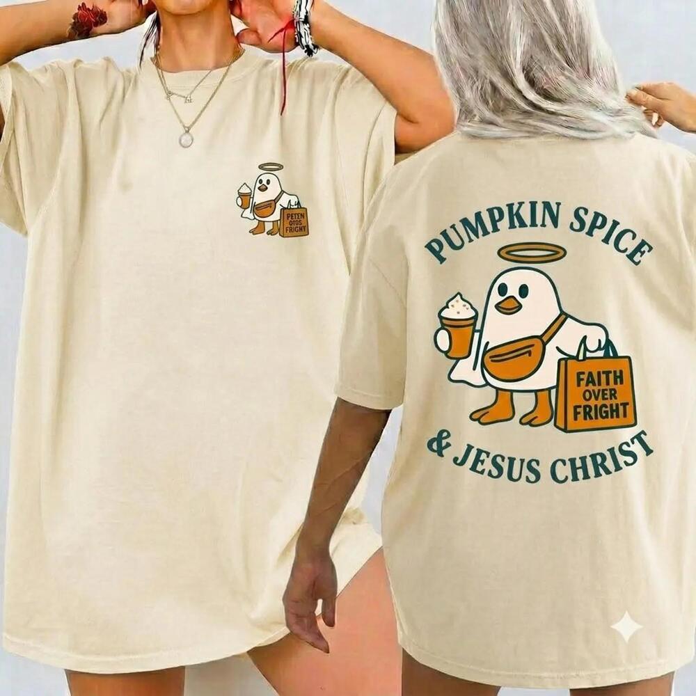 S Christian Halloween Shirt, Pumpkin Spice And The Spirit Of Christ Tee 2 Sided
